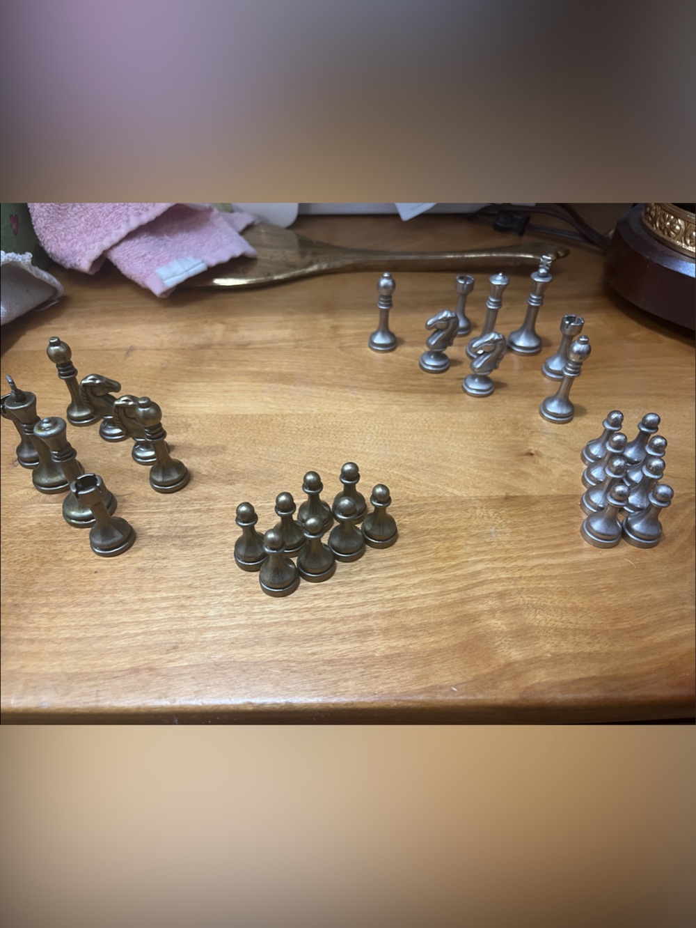 Metal Chess Piece Set in Silver and Bronze - Classic Game Pieces